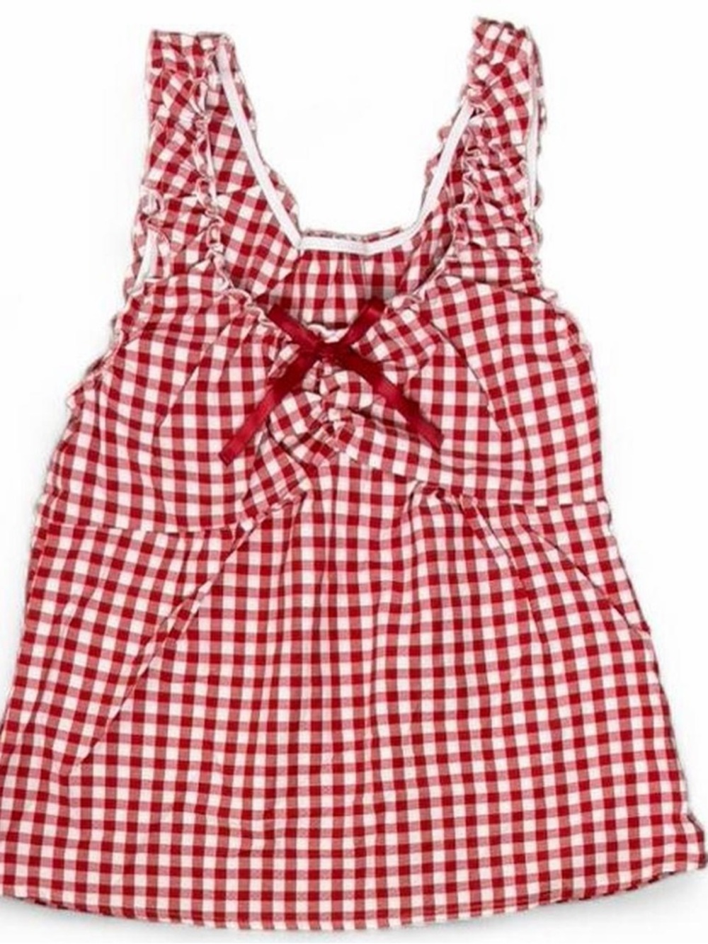 Red Gingham Tie Front Bow Cami XS Coquette Babydoll Cottagecore Top Brandy Style